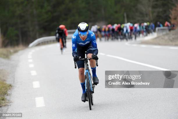 Johan Jacobs of Switzerland and Movistar Team competes in the breakaway during the 82nd Paris - Nice 2024, Stage 6 a 198.2km stage from Sisteron to...
