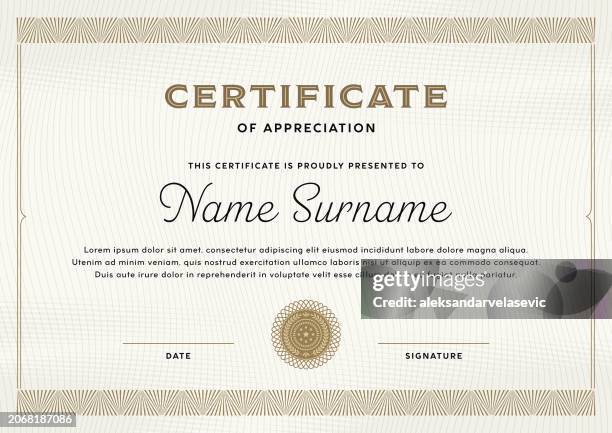 ilustraciones, imágenes clip art, dibujos animados e iconos de stock de plantilla de diploma de certificado - diploma