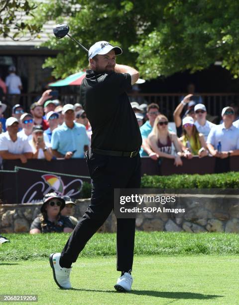 Shane Lowry of Ireland hits his tee shot on the first hole during the final round of the Arnold Palmer Invitational presented by MasterCard at the...