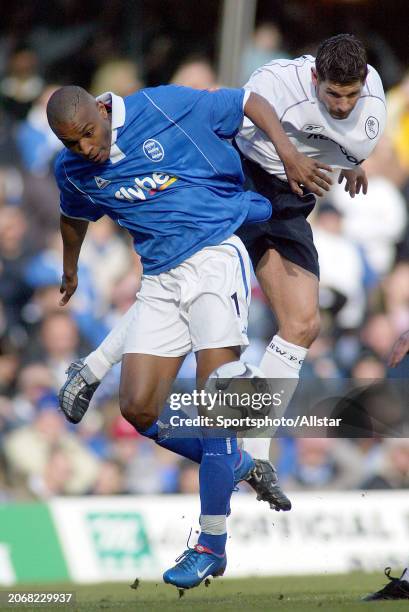 March 6: Clinton Morrison of Birmingham City and Anthony Barness of Bolton Wanderers challenge during the Premier League match between Birmingham...