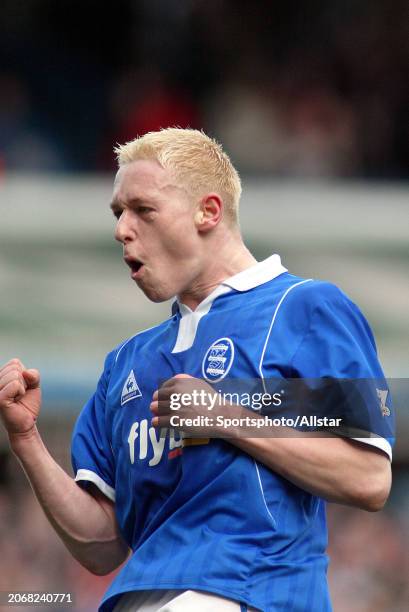 March 6: Mikael Forssell of Birmingham City celebrates during the Premier League match between Birmingham City and Bolton Wanderers at St Andrews on...