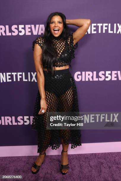 Renee Elise Goldsberry attends the Netflix "Girls5eva" season premiere at Paris Theater on March 07, 2024 in New York City.