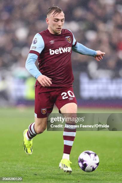 Jarrod Bowen of West Ham during the Premier League match between West Ham United and Burnley FC at London Stadium on March 10, 2024 in London,...