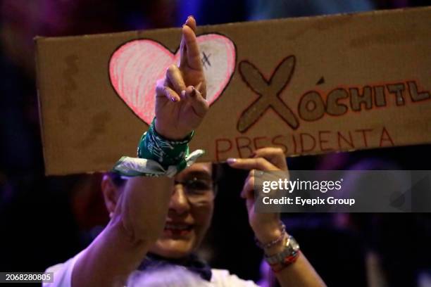 March 10 Mexico City, Mexico: Xochitl Galvez supporters attend the 'Women for a Mexico Without Fear' meeting, led by the candidate to Mexico's...