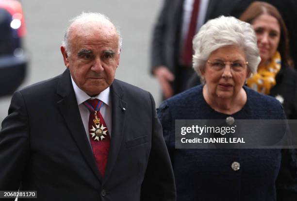 President of Malta George Vella and Miriam Vella arrive to attend an annual Commonwealth Day service ceremony at Westminster Abbey in London, on...