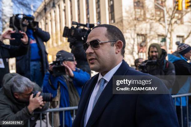 Defendant Wael Hana, founder of IS EG Halal, arrives at Manhattan Federal Court, in New York City for his arraignment on March 11, 2024. Menendez...