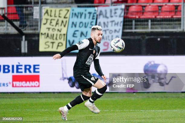 Farid El Melali of Angers during the Ligue 2 BKT match between Valenciennes and Angers at Stade du Hainaut on March 9, 2024 in Valenciennes, France....
