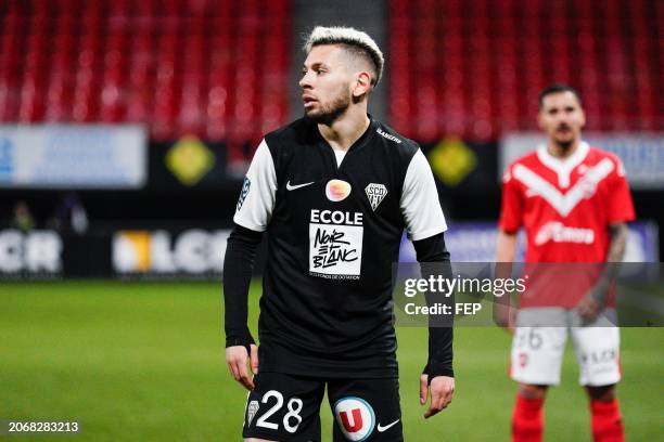 Farid El Melali of Angers during the Ligue 2 BKT match between Valenciennes and Angers at Stade du Hainaut on March 9, 2024 in Valenciennes, France....