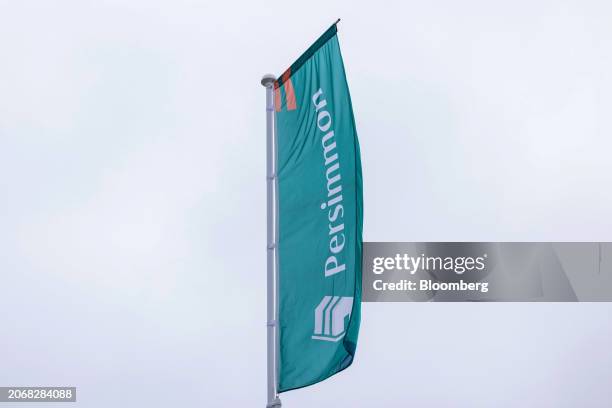 Banner at the entrance to a Persimmon Plc residential property construction site in Braintree, UK, on Monday, March 11, 2024. Persimmon are due...