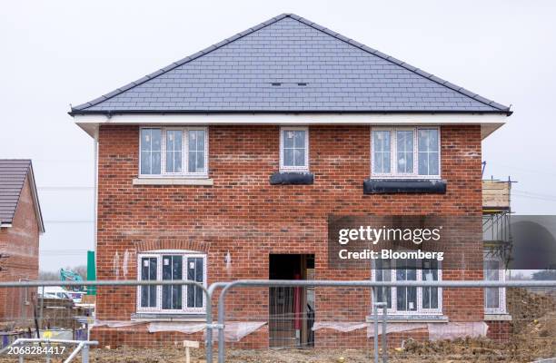 Residential home under construction at a Persimmon Plc site in Braintree, UK, on Monday, March 11, 2024. Persimmon are due report their 2023 results...