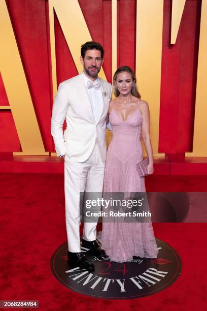 John Kraskinski and Emily Blunt attend 2024 Vanity Fair Oscar After Party Arrivals at Wallis Annenberg Center for the Performing Arts on March 10,...