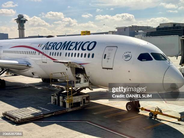 An AEROMEXICO Airlines Boeing plane is seen at Los Angeles Airport , in Los Angeles, California, on March 11, 2024.