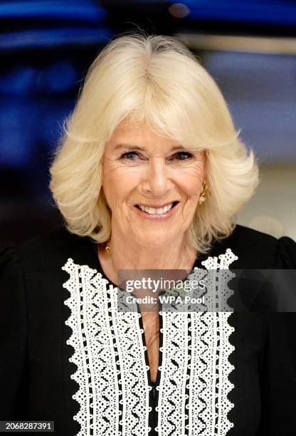 Queen Camilla arrives for a Commonwealth Day Reception at Marlborough House on March 11, 2024 in London, England.