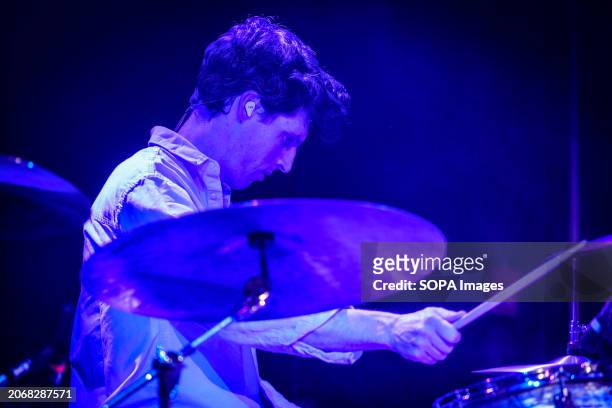 Conor Egan, drummer of the rock band, The Coronas, performs at a sold out show at the Great Hall in Toronto.