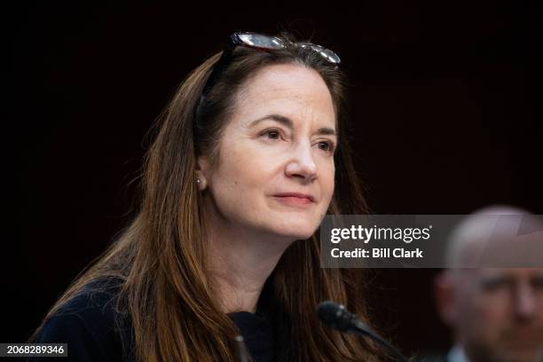 Director of National Intelligence Avril Haines testifies during the Senate Select Committee on Intelligence hearing on worldwide threats in the Hart...