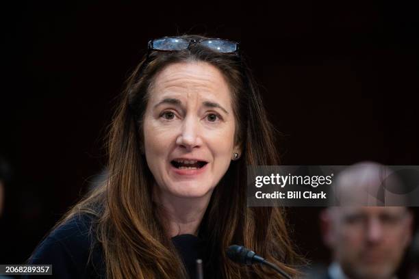 Director of National Intelligence Avril Haines testifies during the Senate Select Committee on Intelligence hearing on worldwide threats in the Hart...