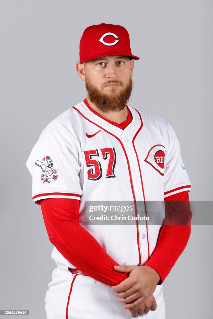 Baseball Teletype Reds P.J. Higgins of the Cincinnati Reds poses for a photo during the ...
