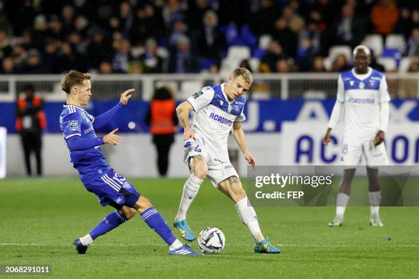 Tom DUCROCQ - 07 Gauthier HEIN during the Ligue 2 BKT match between Association de la Jeunesse Auxerroise and Sporting Club Bastiais at Stade de...