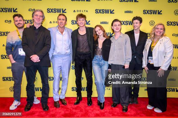 Peter Hall, Michael Nilon, Nicolas Cage, Maxwell Jenkins, Sadie Soverall, Jaeden Martell Benjamin Brewer and Claudette Godfrey at the 'Arcadian'...