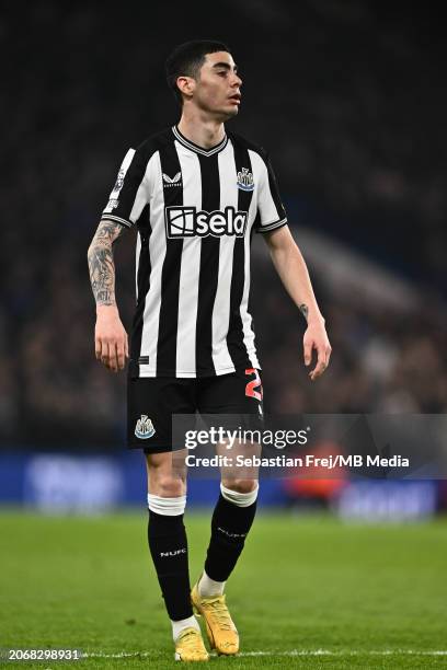 Miguel Almiron of Newcastle United during the Premier League match between Chelsea FC and Newcastle United at Stamford Bridge on March 11, 2024 in...