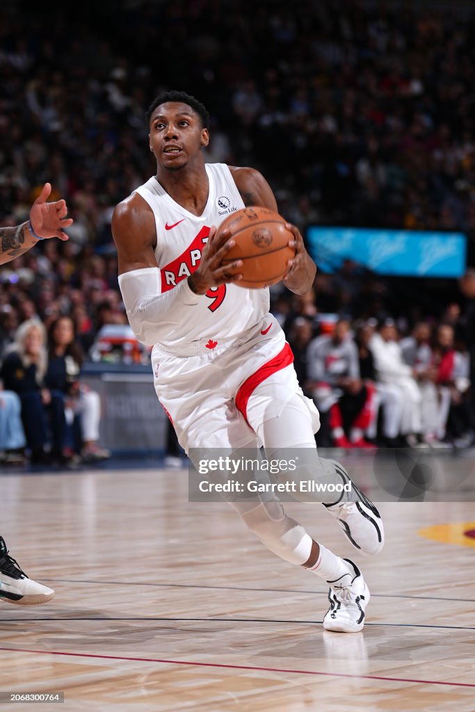 Toronto Raptors Rj Barrett RJ Barrett of the Toronto Raptors handles the ball during the game ...