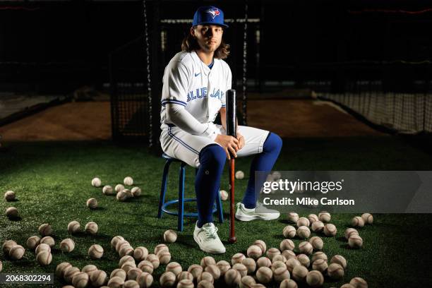 Bo Bichette of the Toronto Blue Jays poses for a photo during the Toronto Blue Jays Photo Day at TD Ballpark on Friday, February 23, 2024 in Dunedin,...