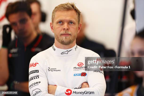 Kevin Magnussen of Denmark and Haas F1 prepares to drive in the garage during final practice ahead of the F1 Grand Prix of Saudi Arabia at Jeddah...