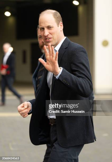 Prince William, Prince of Wales arrives ahead a royal engagement to celebrate the scaling of Earthshot Prize solutions with Notpla, the 2022...