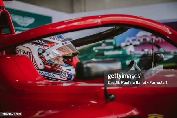 Maya Weug of Netherlands and PREMA Racing prepares to drive during Round 1 Jeddah race 1 of the F1 Academy at Jeddah Corniche Circuit on March 08,...