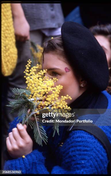 Feminists demonstrate during March 08th, International Women's Day. Rome , March 08th, 1989