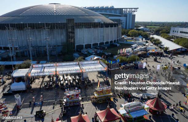 The Houston Livestock and Rodeo Show as seen from a ferris wheel on Wednesday, March 6 in Houston.