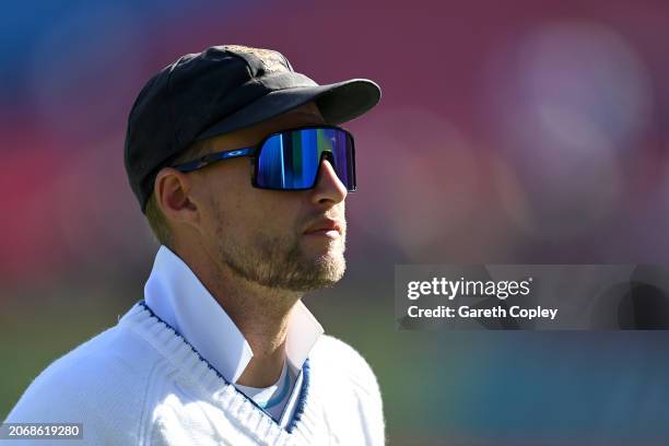 Joe Root of England during day two of the 5th Test Match between India and England at Himachal Pradesh Cricket Association Stadium on March 08, 2024...