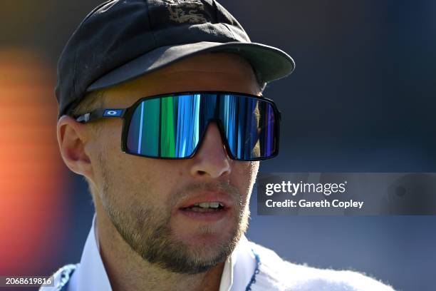 Joe Root of England during day two of the 5th Test Match between India and England at Himachal Pradesh Cricket Association Stadium on March 08, 2024...