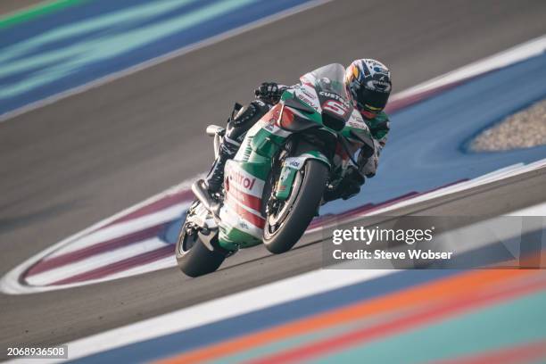 Johann Zarco of France and CASTROL Honda LCR rides during the practice session of the MotoGP Qatar Airways Grand Prix of Qatar at Losail Circuit on...