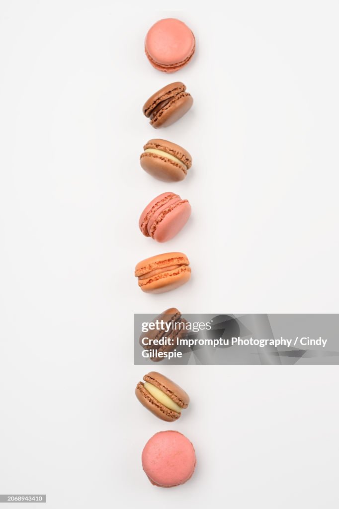 Flavored Macarons on white in detail