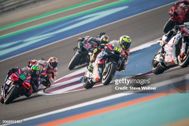 Joan Mir of Spain and Repsol Honda Team rides during the practice session of the MotoGP Qatar Airways Grand Prix of Qatar at Losail Circuit on March...