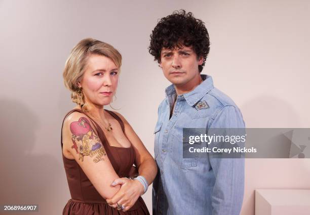 Alice Lowe and Aneurin Barnard visit the IMDb Portrait Studio at SXSW 2024 on March 08, 2024 in Austin, Texas.