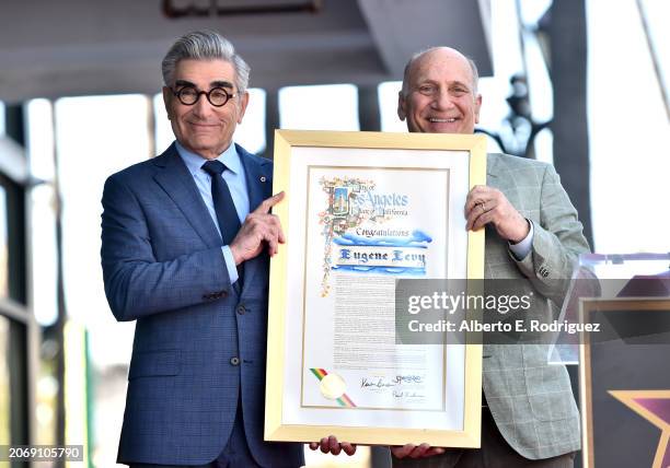Eugene Levy and Steve Nissen, President and CEO, Hollywood Chamber of Commerce attend the ceremony honoring Eugene Levy with a Star on the Hollywood...