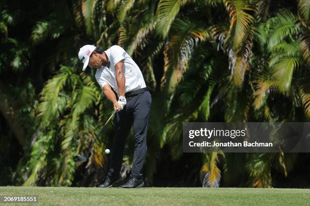 Satoshi Kodaira of Japan plays his shot from the fourth tee during the second round of the Puerto Rico Open at Grand Reserve Golf Club on March 08,...