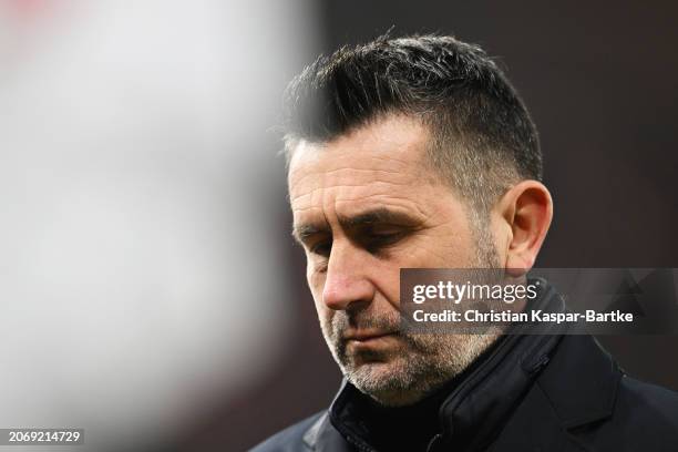 Nenad Bjelica, Head Coach of 1.FC Union Berlin, looks dejected after his team's defeat in the Bundesliga match between VfB Stuttgart and 1. FC Union...