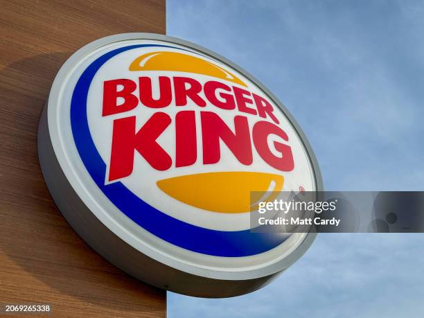 The logo of Burger King at a branch of the fast food restaurant, on March 6, 2024 in Ilminster, England. Founded in 1953 Burger King is an...