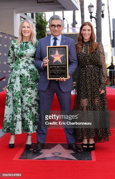 Catherine O'Hara, Eugene Levy and Sarah Levy attend Eugene Levy's Hollywood Walk of Fame Star ceremony, celebrating the accomplished actor and host...