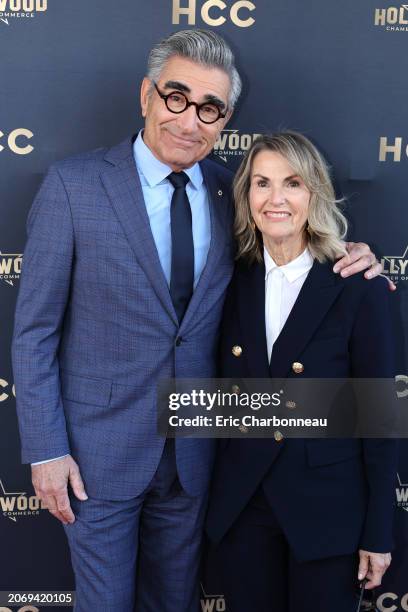 Eugene Levy and Deborah Divine attend Eugene Levy's Hollywood Walk of Fame Star ceremony, celebrating the accomplished actor and host of Apple TV+’s...