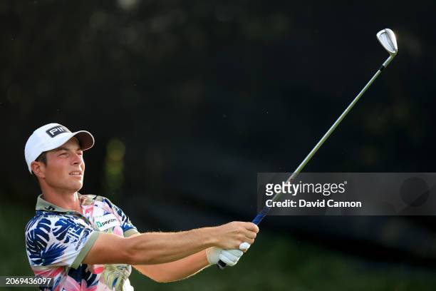 Viktor Hovland of Norway plays his tee shot on the 17th hole during the first round of the Arnold Palmer Invitational presented by Mastercard at...