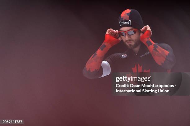 Laurent Dubreuil of Canada competes in the Men's Sprint 2nd 500m at Max Aicher Arena on March 08, 2024 in Inzell, Germany.