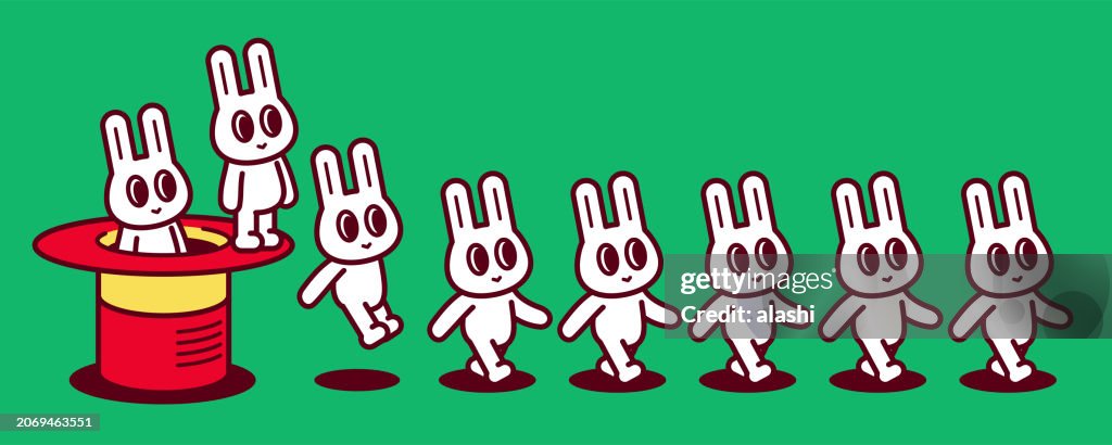 A Group Of Rabbits Kept Popping Out Of A Magic Hat And Walking In A ...