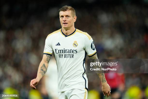 Toni Kroos central midfield of Real Madrid and Germany during the LaLiga EA Sports match between Real Madrid CF and Celta Vigo at Estadio Santiago...