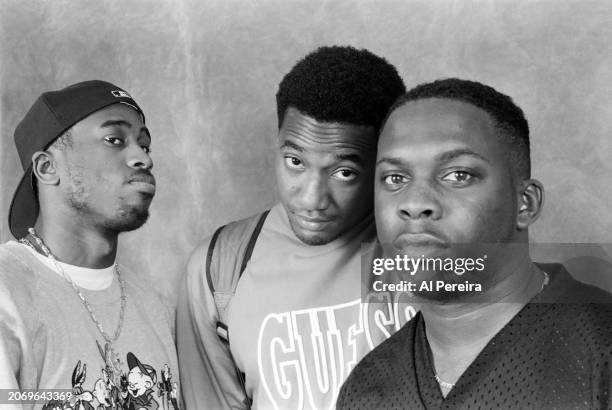 Ali Shaheed Muhammad, Q-Tip and Phife Dawg of the hip hop group "A Tribe Called Quest" pose for a portrait session on September 1, 1993 in New York .