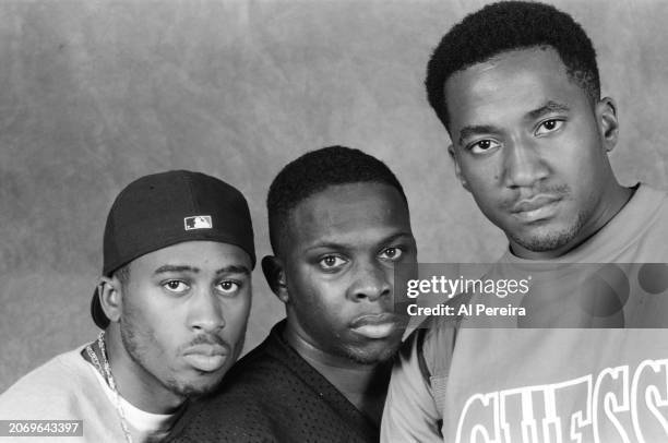 Ali Shaheed Muhammad, Phife Dawg and Q-Tip of the hip hop group "A Tribe Called Quest" pose for a portrait session on September 1, 1993 in New York .