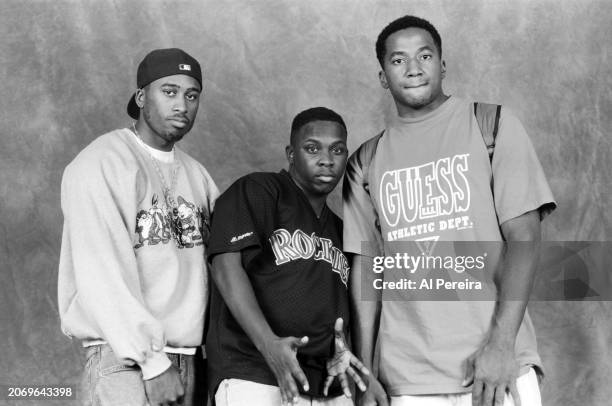 Ali Shaheed Muhammad, Phife Dawg and Q-Tip of the hip hop group "A Tribe Called Quest" pose for a portrait session on September 1, 1993 in New York .